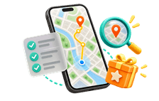 Phone map with a trial gift and checklist for checking the result