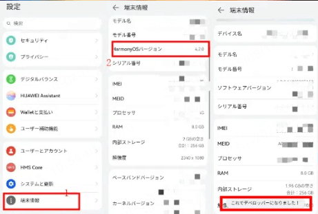 開発者向けオプションの設定をオンにする