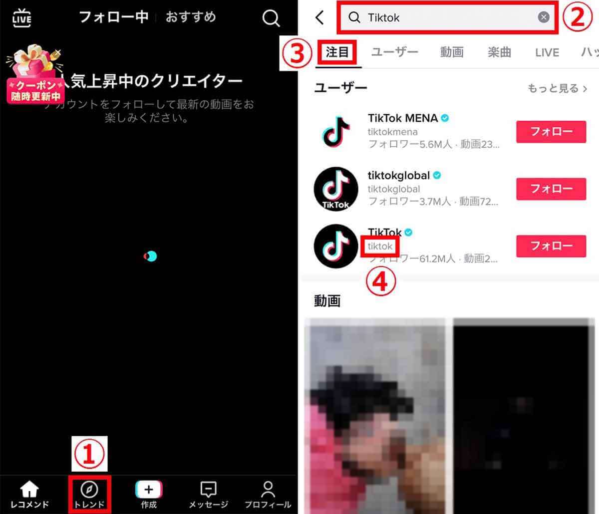 tiktokさまざまなクリエイターをフォローする