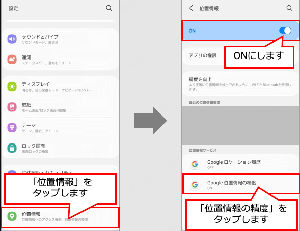 androidデバイスでの位置情報精度の向上手順