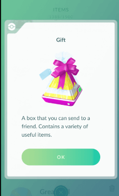 給好友送禮物拿pokemon go 星塵