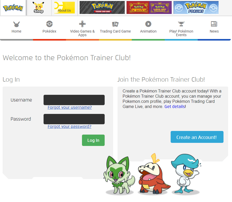 註冊 Pokemon trainer club