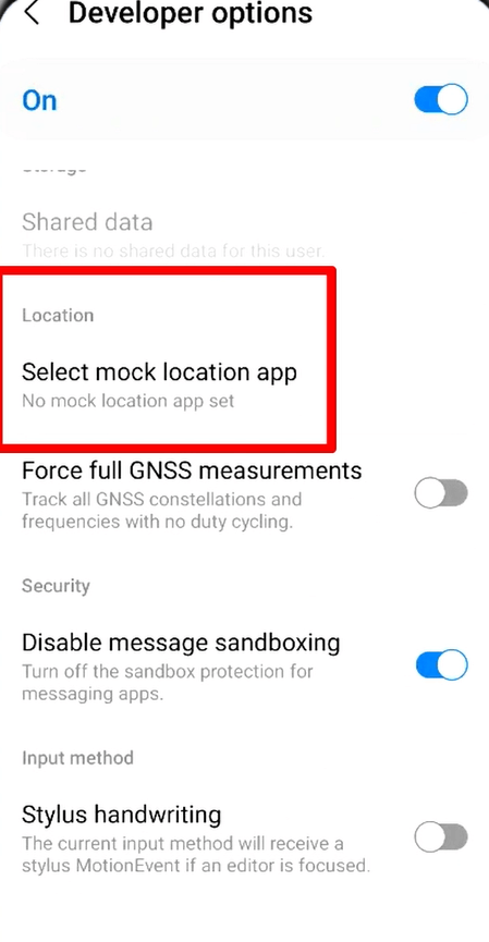 select mock location